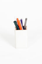 Desktop Small Wooden Detailed Pencil Holder White