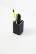 Desktop Small Wooden Detailed Pencil Holder Black
