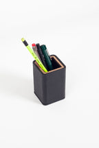 Desktop Small Wooden Detailed Pencil Holder Black