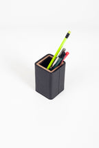 Desktop Small Wooden Detailed Pencil Holder Black