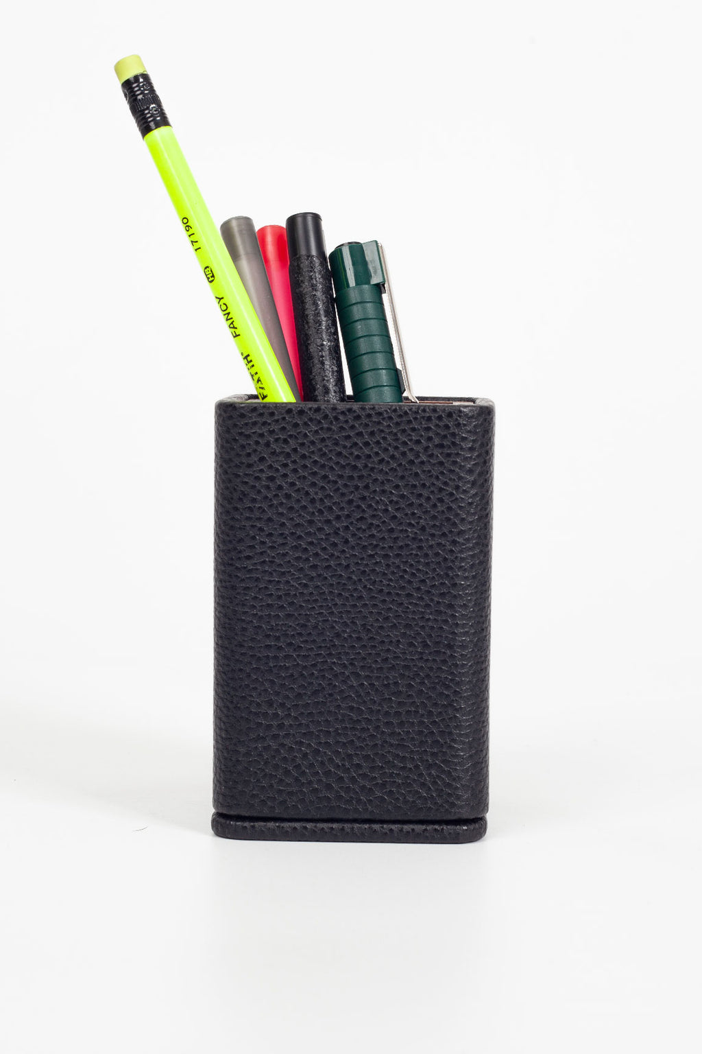Desktop Small Wooden Detailed Pencil Holder Black