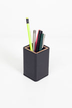 Desktop Small Wooden Detailed Pencil Holder Black
