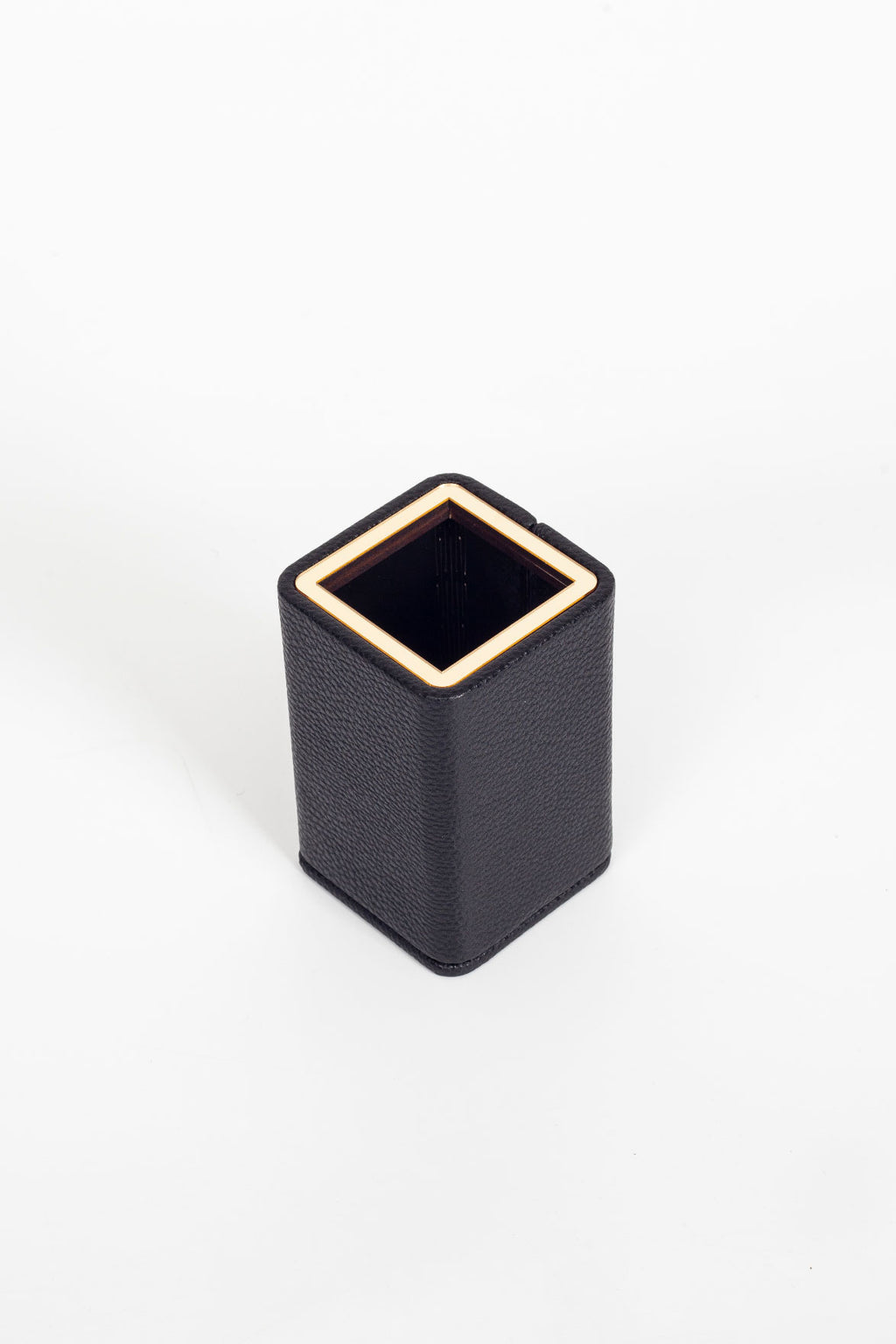 Desktop Small Gold Detailed Pen Holder Black