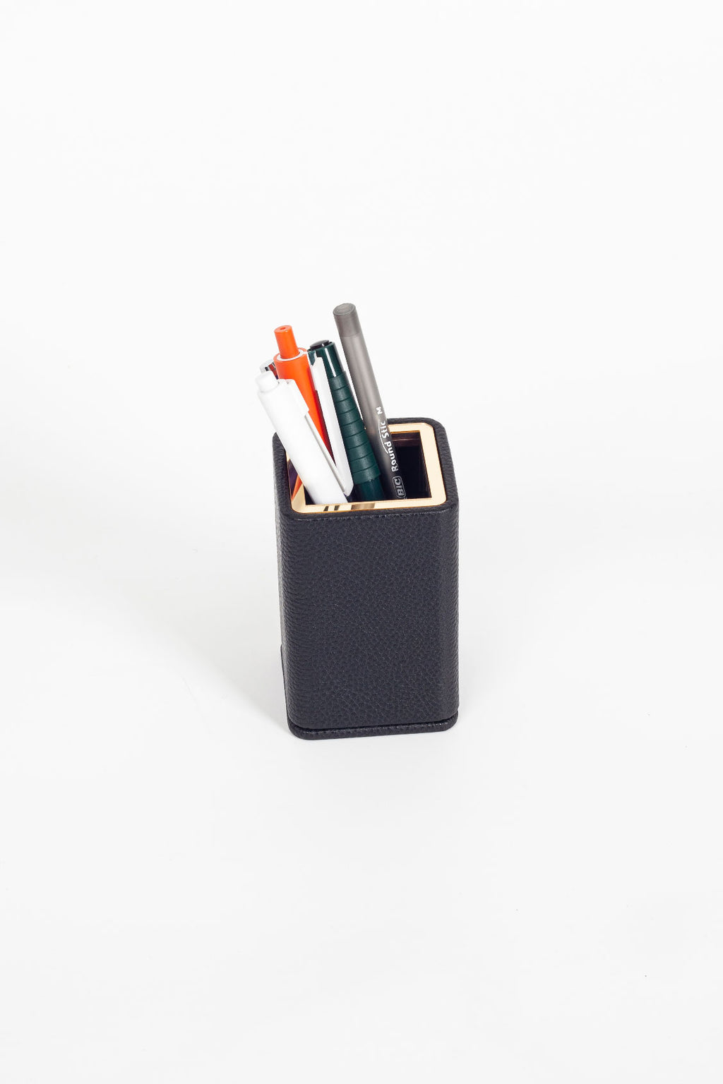 Desktop Small Gold Detailed Pen Holder Black