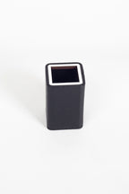 Desktop Small Chrome Detailed Pencil Holder Black