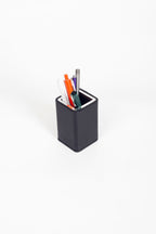 Desktop Small Chrome Detailed Pencil Holder Black