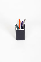 Desktop Small Chrome Detailed Pencil Holder Black
