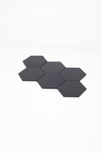 Leather Hexagonal Coaster Black 6 Pcs