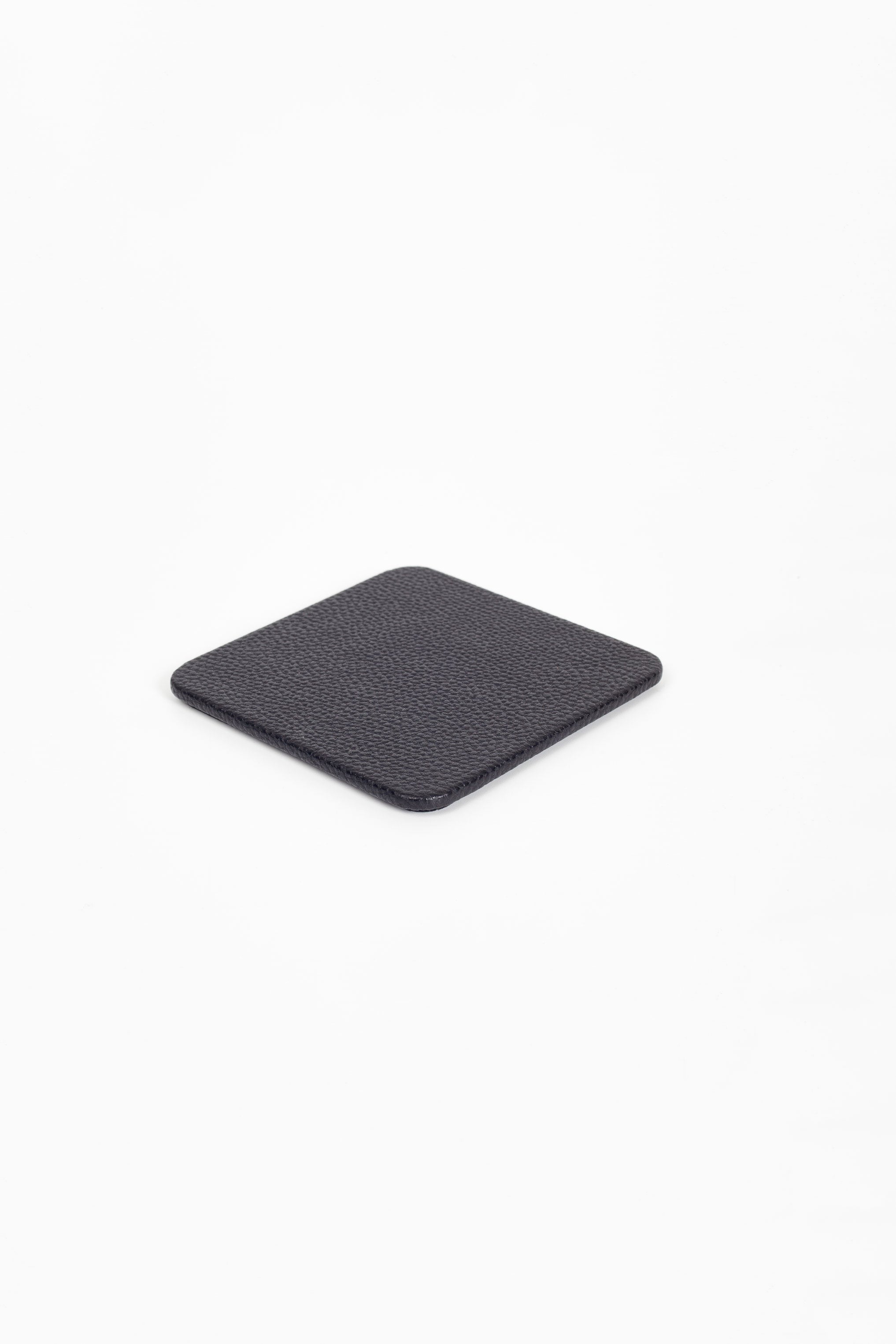 Leather Coaster Black 1 Piece