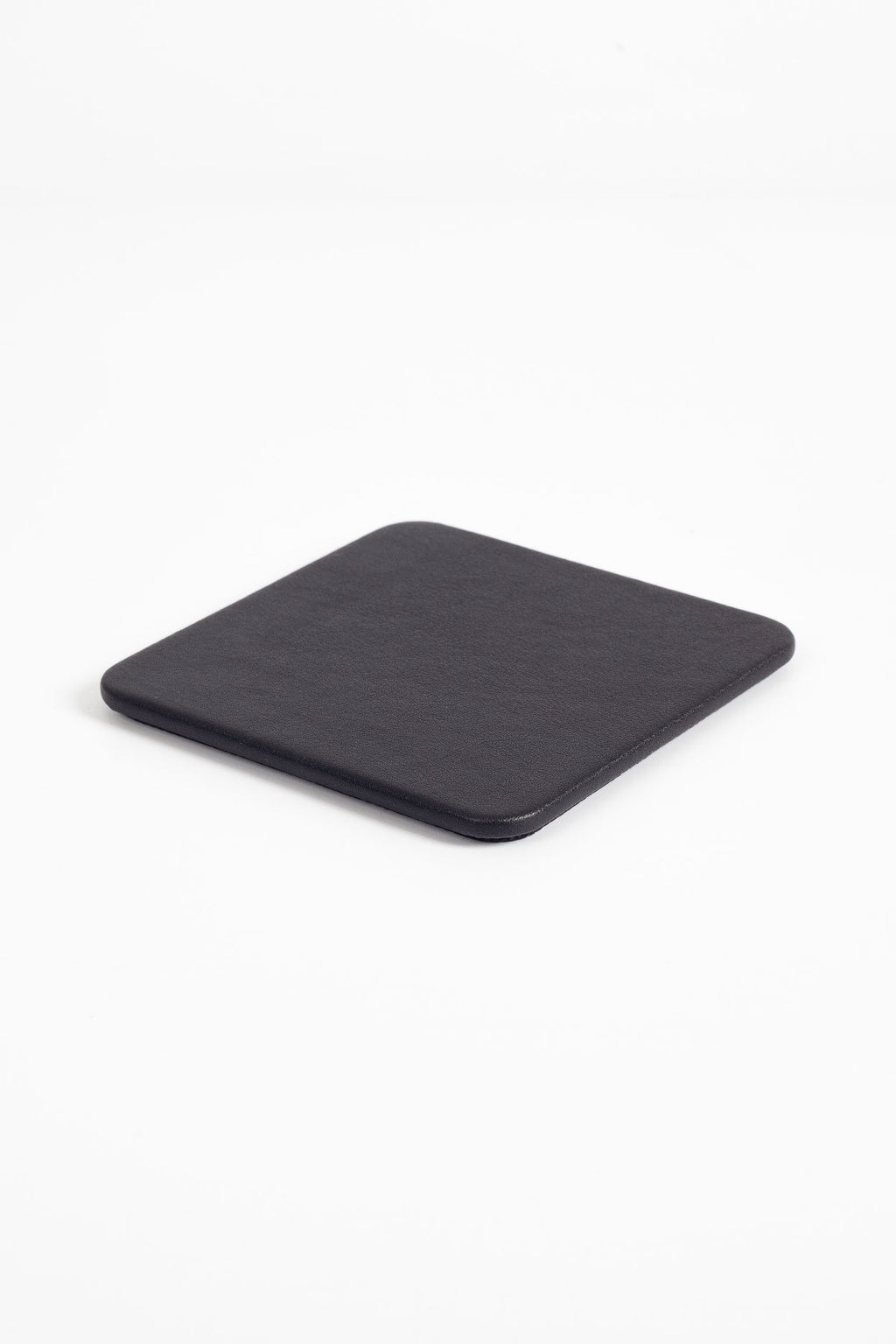 Leather Coaster Plain Black 1 Piece
