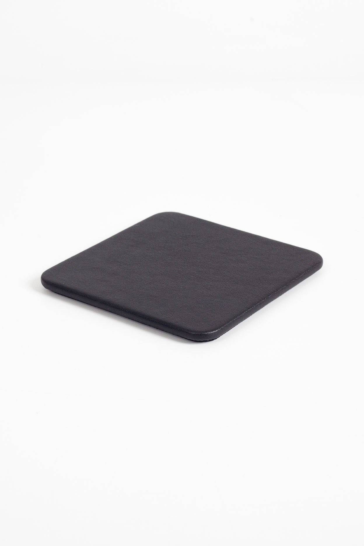 Leather Coaster Plain Black 1 Piece