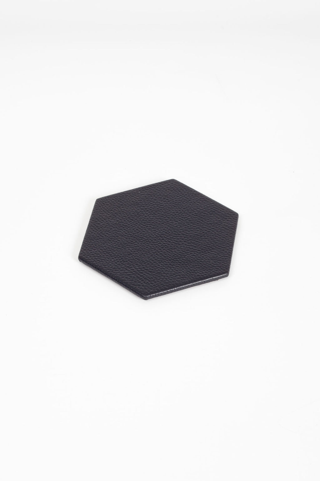Leather Hexagonal Coaster Black 1 Piece