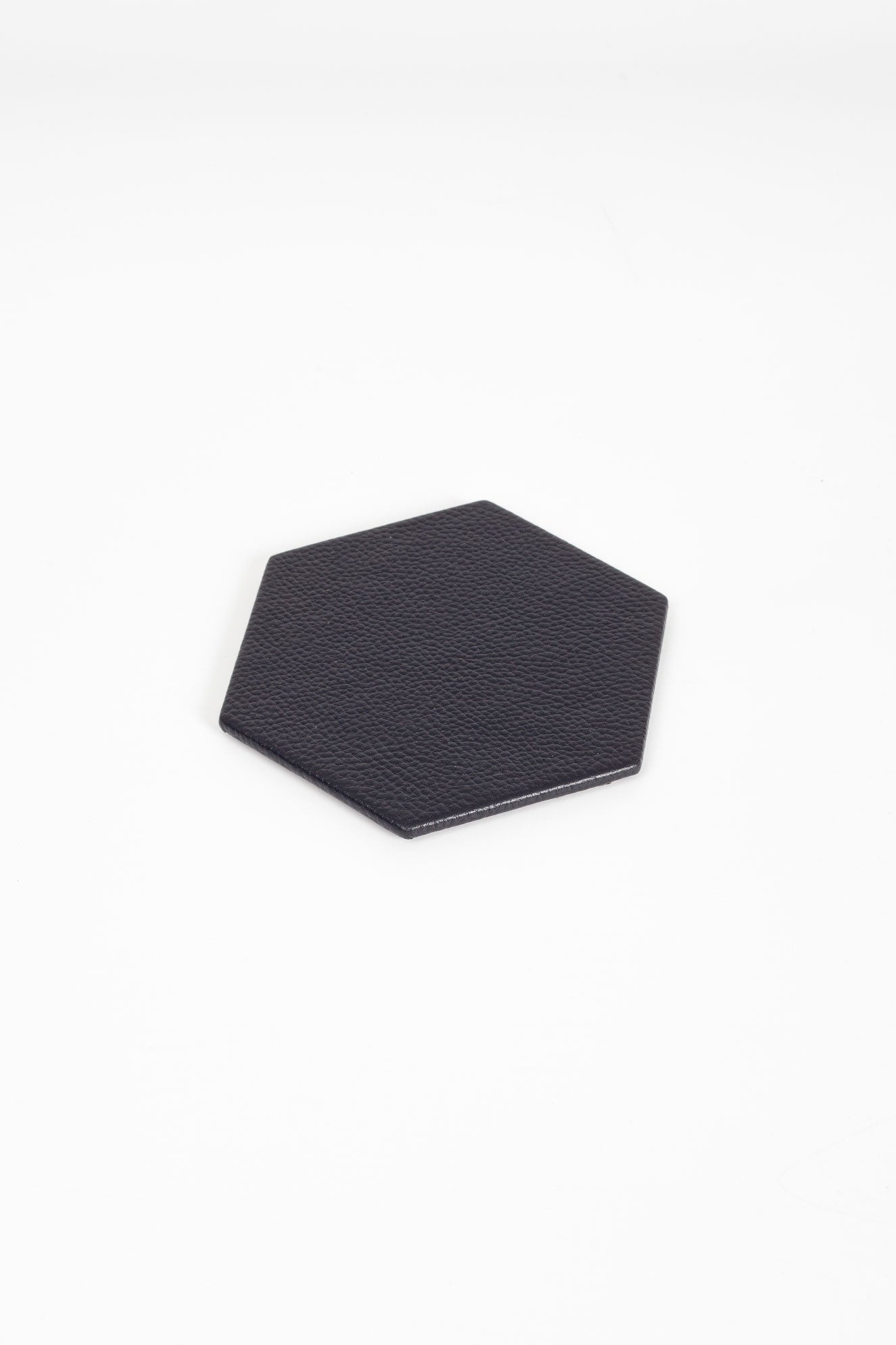 Leather Hexagonal Coaster Black 1 Piece