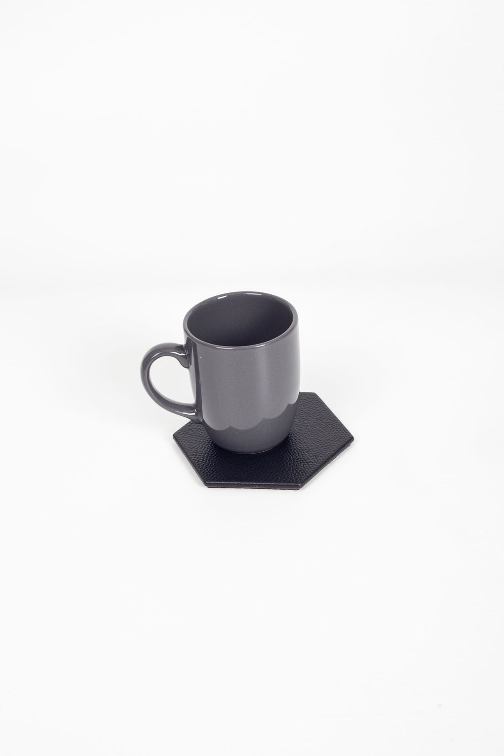 Leather Hexagonal Coaster Black 1 Piece