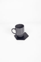 Leather Hexagonal Coaster Black 1 Piece
