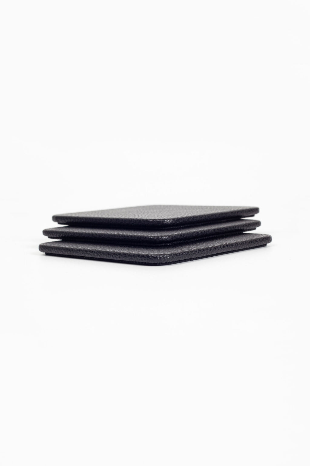 Leather Coaster Black 3 Pieces