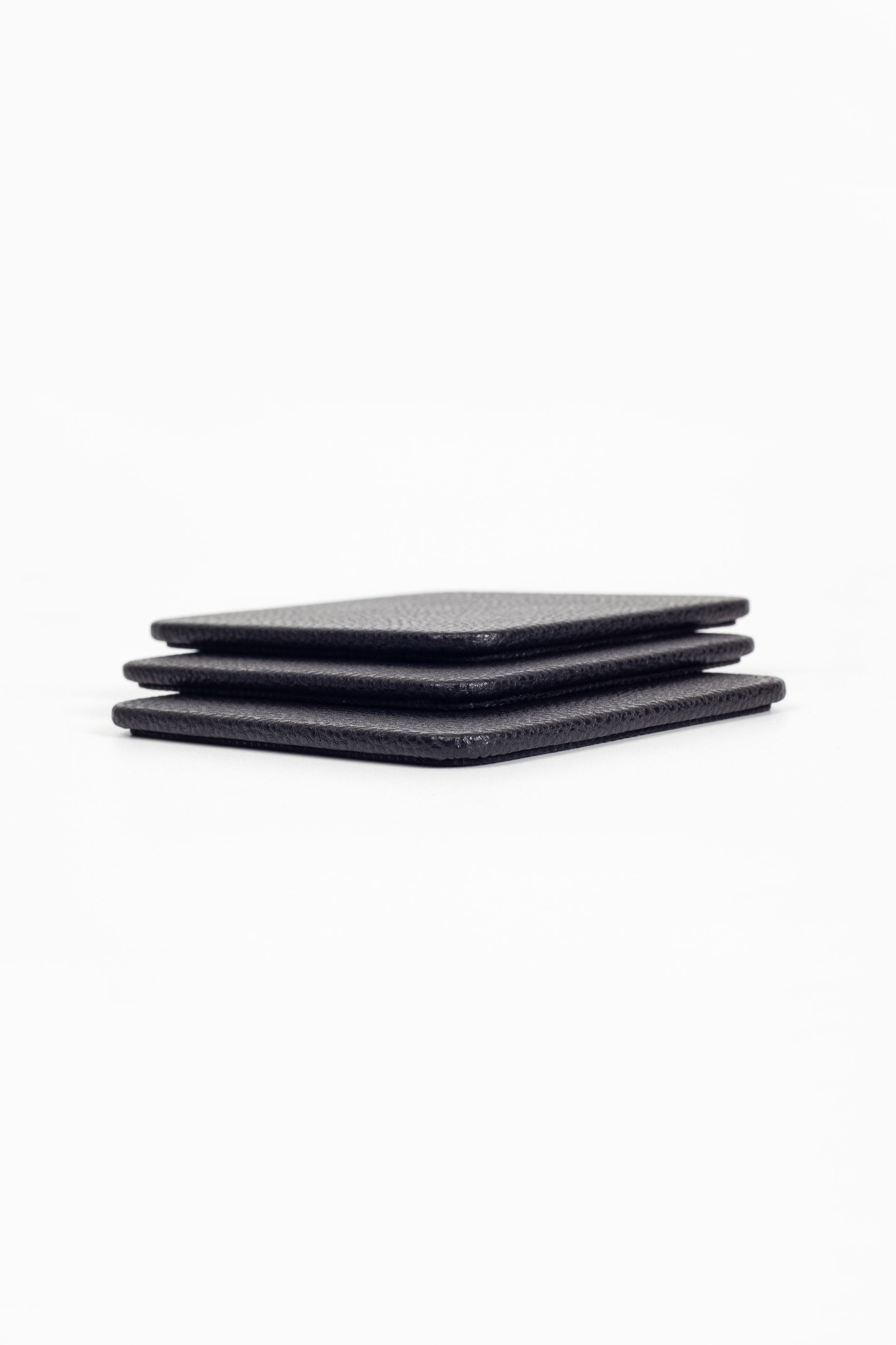 Leather Coaster Black 3 Pieces