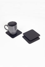Leather Coaster Black 3 Pieces