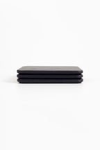 Leather Coaster Plain Black 3 Pieces