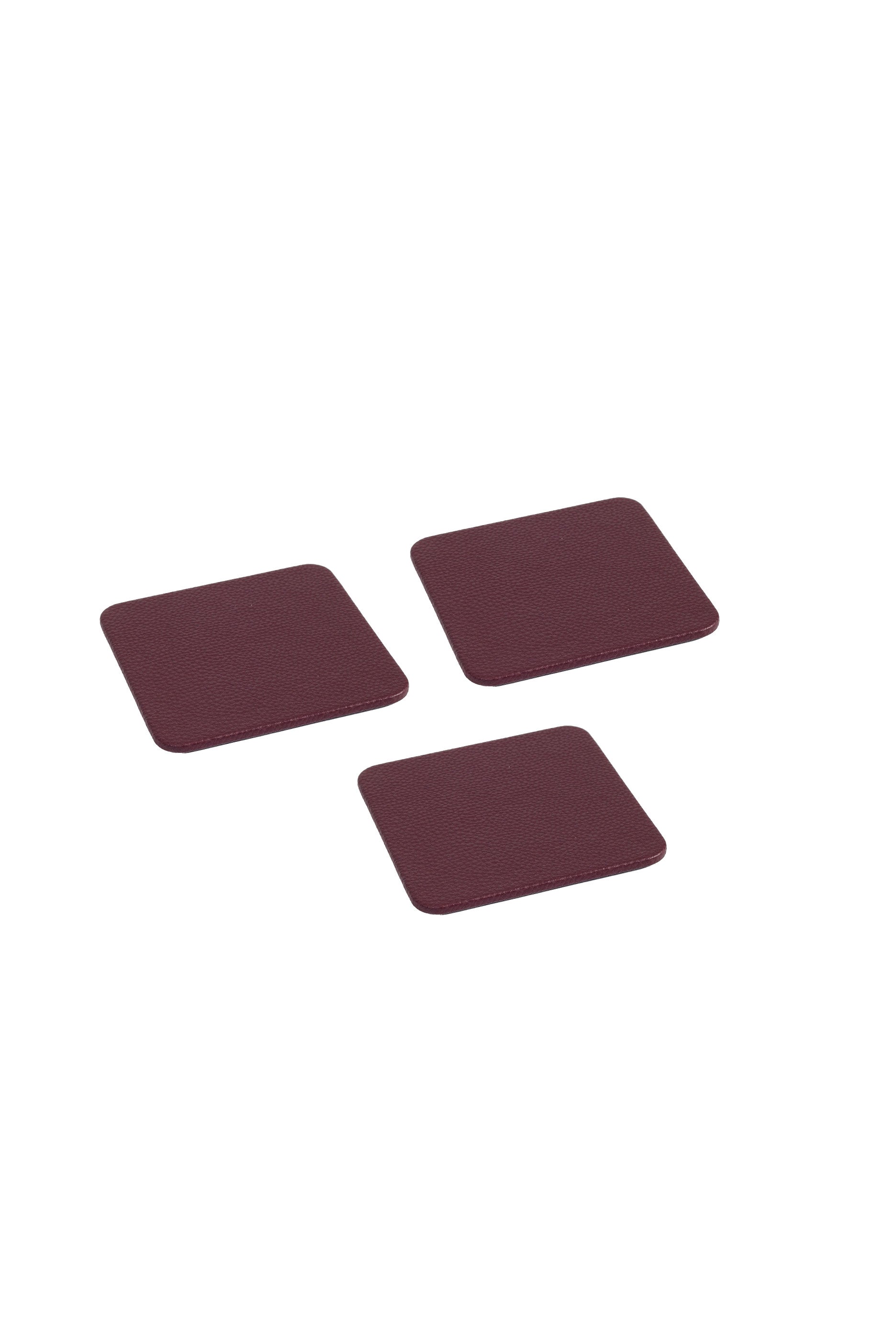 Leather Coaster Claret Red 3 pcs