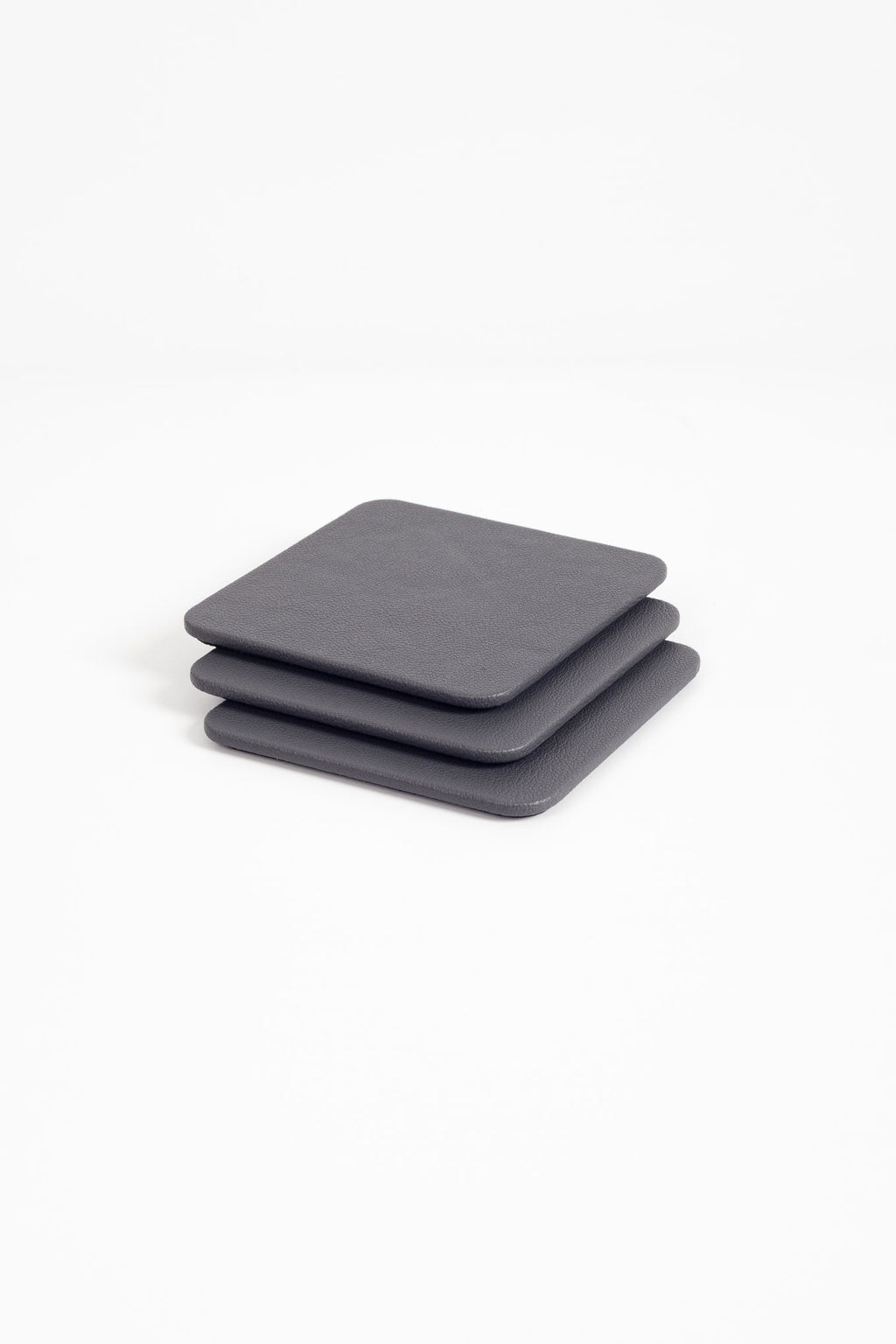 Leather Coaster Anthracite 3 Pieces