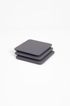 Leather Coaster Anthracite 3 Pieces