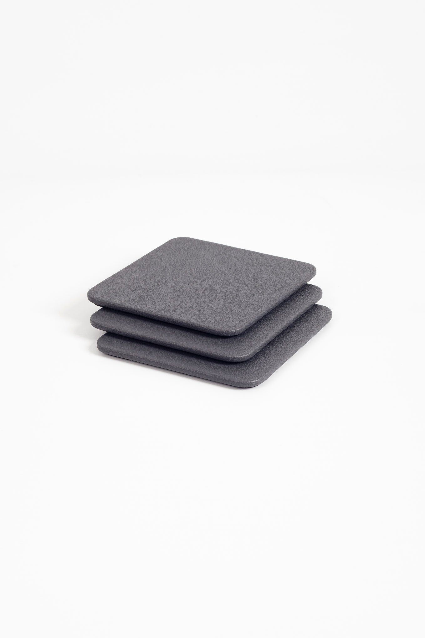 Leather Coaster Anthracite 3 Pieces