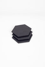 Leather Hexagonal Coaster Black 3 Pieces
