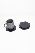 Leather Hexagonal Coaster Black 3 Pieces