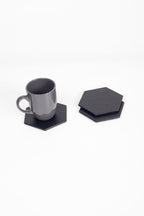 Leather Hexagonal Coaster Black 3 Pieces