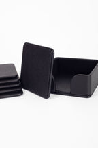 Leather Coaster Set Black
