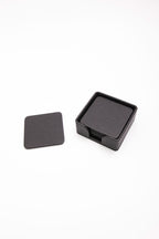 Leather Coaster Set Black
