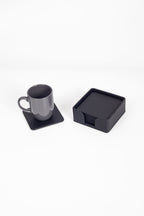 Leather Coaster Set Black