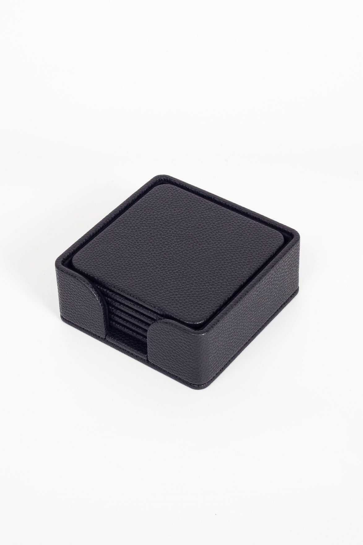 Leather Coaster Set Black