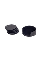 Leather Oval Coaster Set Black