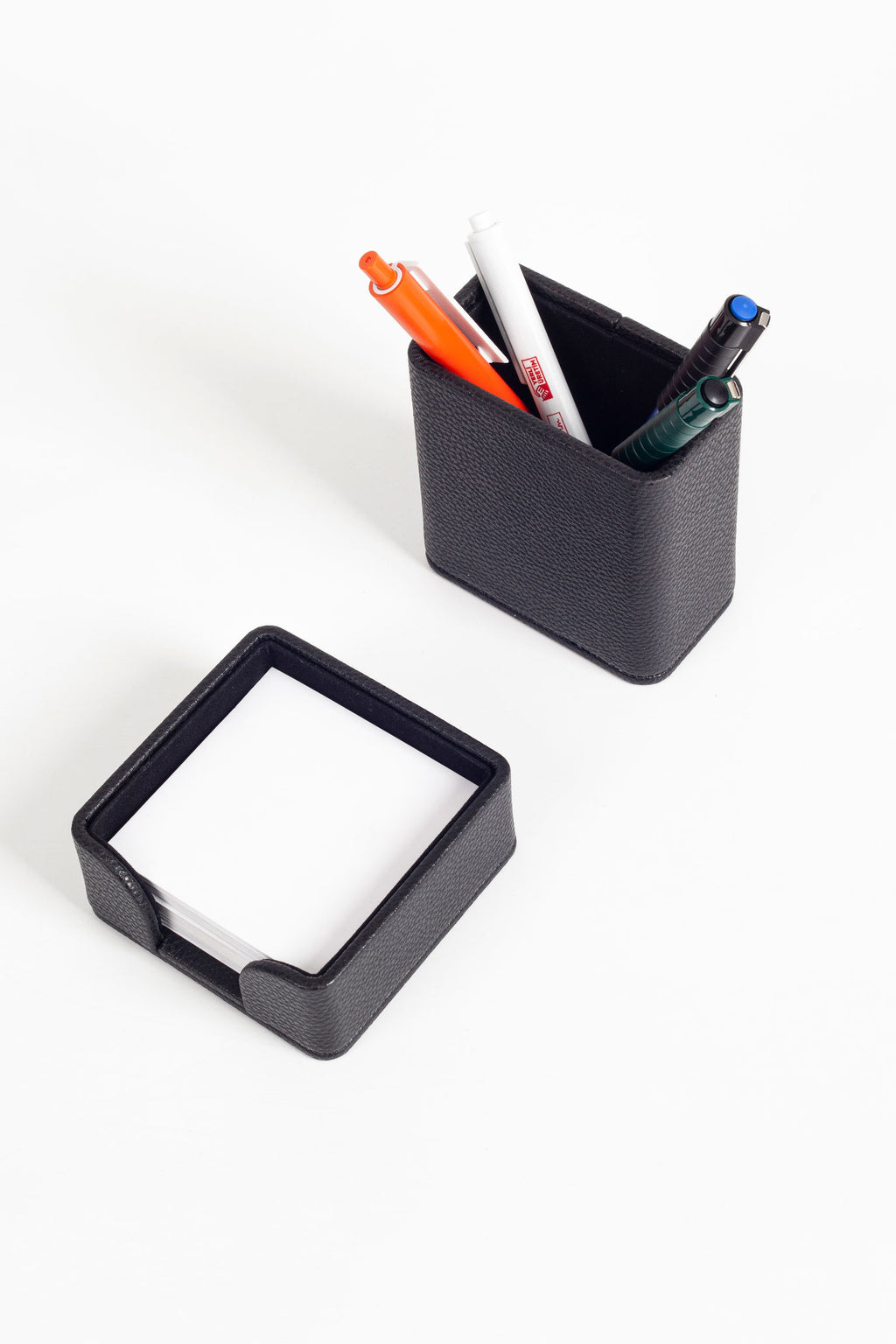 Felix Desktop Leather Pen Holder Set 2 Pieces Black