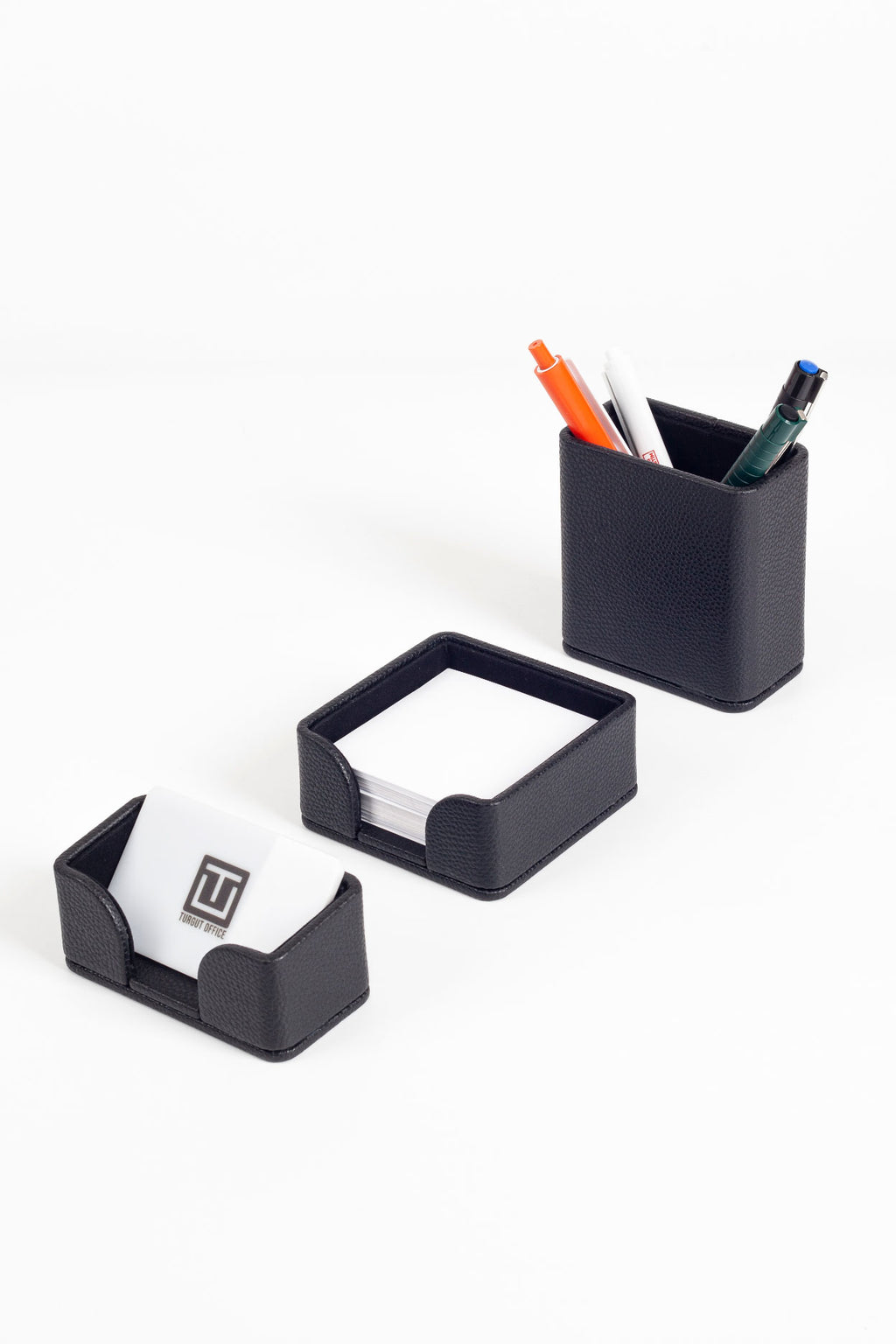 Felix Leather Desktop Set Black 3 Pieces