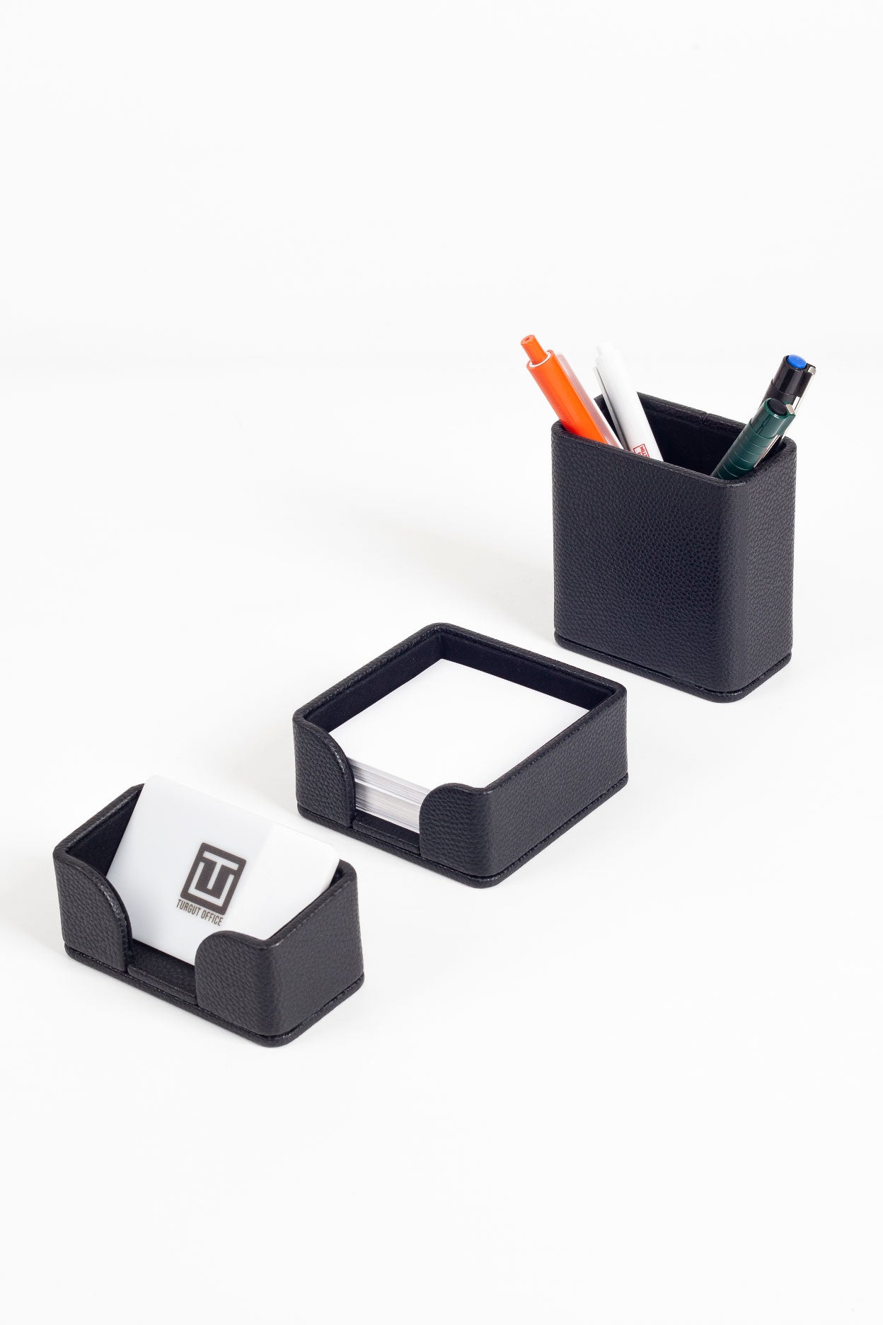 Felix Leather Desktop Set Black 3 Pieces