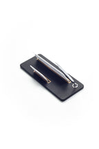 Leather Desk Name Holder Wood Detail