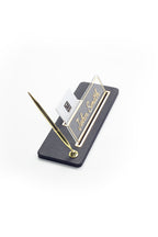 Leather Desk Name Holder Gold Detailed