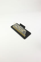 Leather Desk Nameplate Black Gold Detail - Nameplate and Business Card Holder