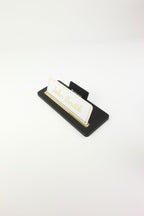 Leather Desk Nameplate Black Gold Detail - Nameplate and Business Card Holder
