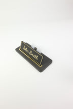 Leather Desk Nameplate Black Gold Detail - Nameplate and Business Card Holder