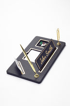 Organizer Leather Desk Nameplate Gold Detailed