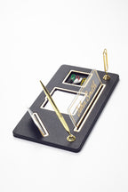 Organizer Leather Desk Nameplate Gold Detailed