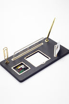 Organizer Leather Desk Nameplate Gold Detailed