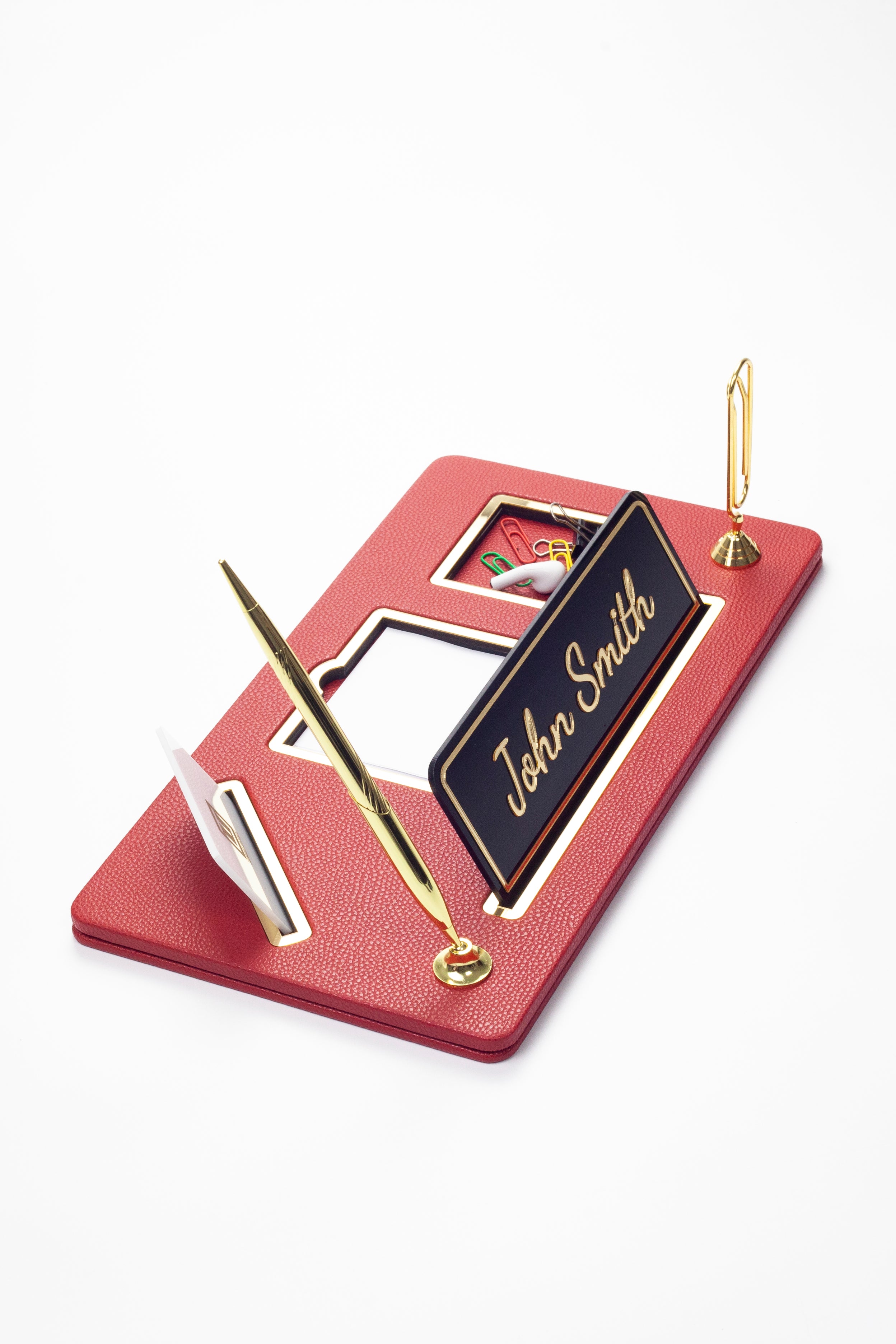 Organizer Leather Desk Nameplate Gold Detailed