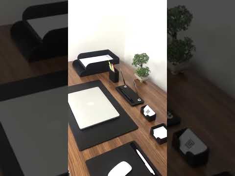 Roma Leather Desk Set Black 9 Pcs.